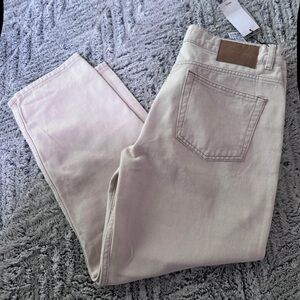 MANGO Denim NWT Nestor Loose Cropped Fit Jeans in Cream Size 32